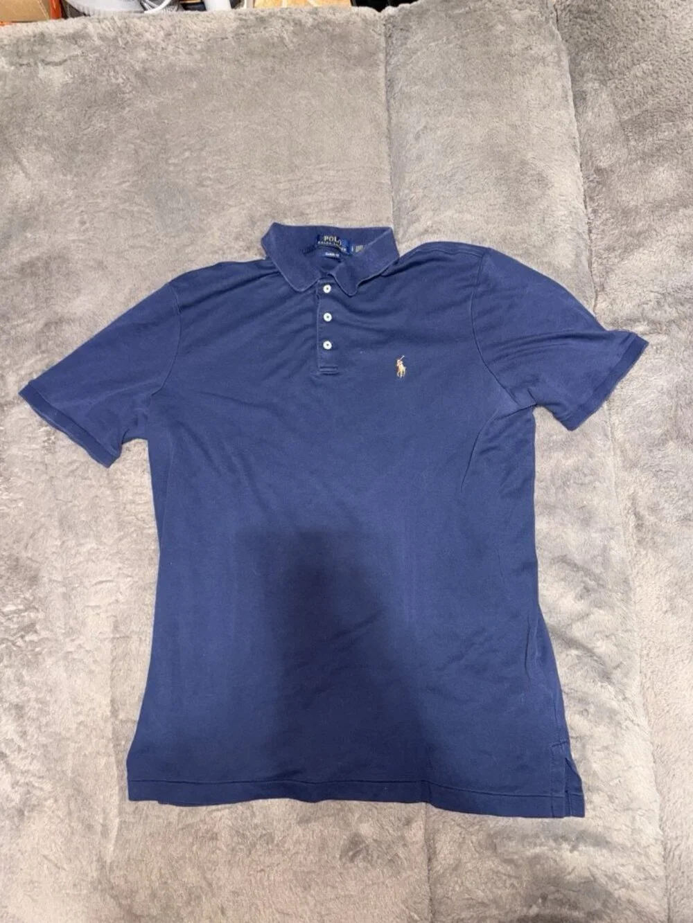 Polo Ralph Lauren Polo Shirt Mens Large Navy Cotton Mesh